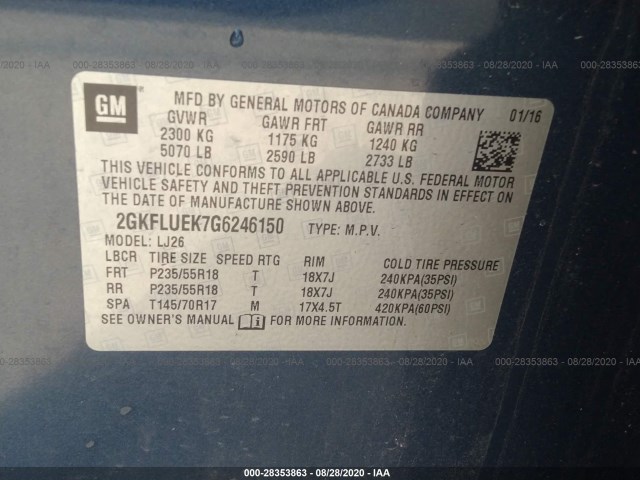 Photo 8 VIN: 2GKFLUEK7G6246150 - GMC TERRAIN 