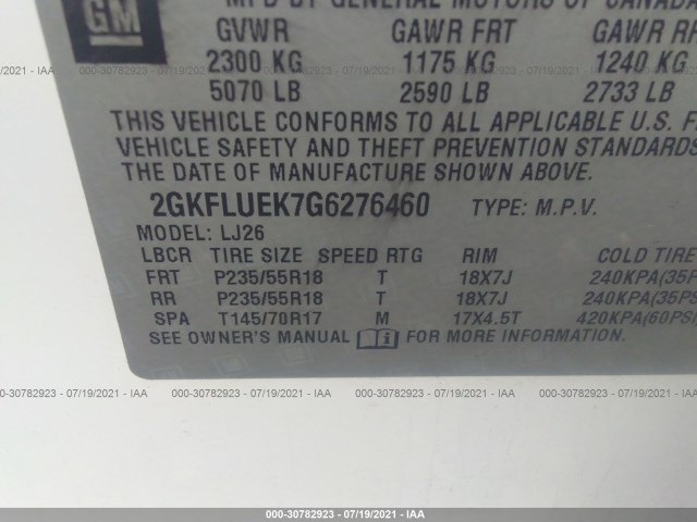 Photo 8 VIN: 2GKFLUEK7G6276460 - GMC TERRAIN 