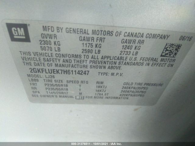 Photo 8 VIN: 2GKFLUEK7H6114247 - GMC TERRAIN 