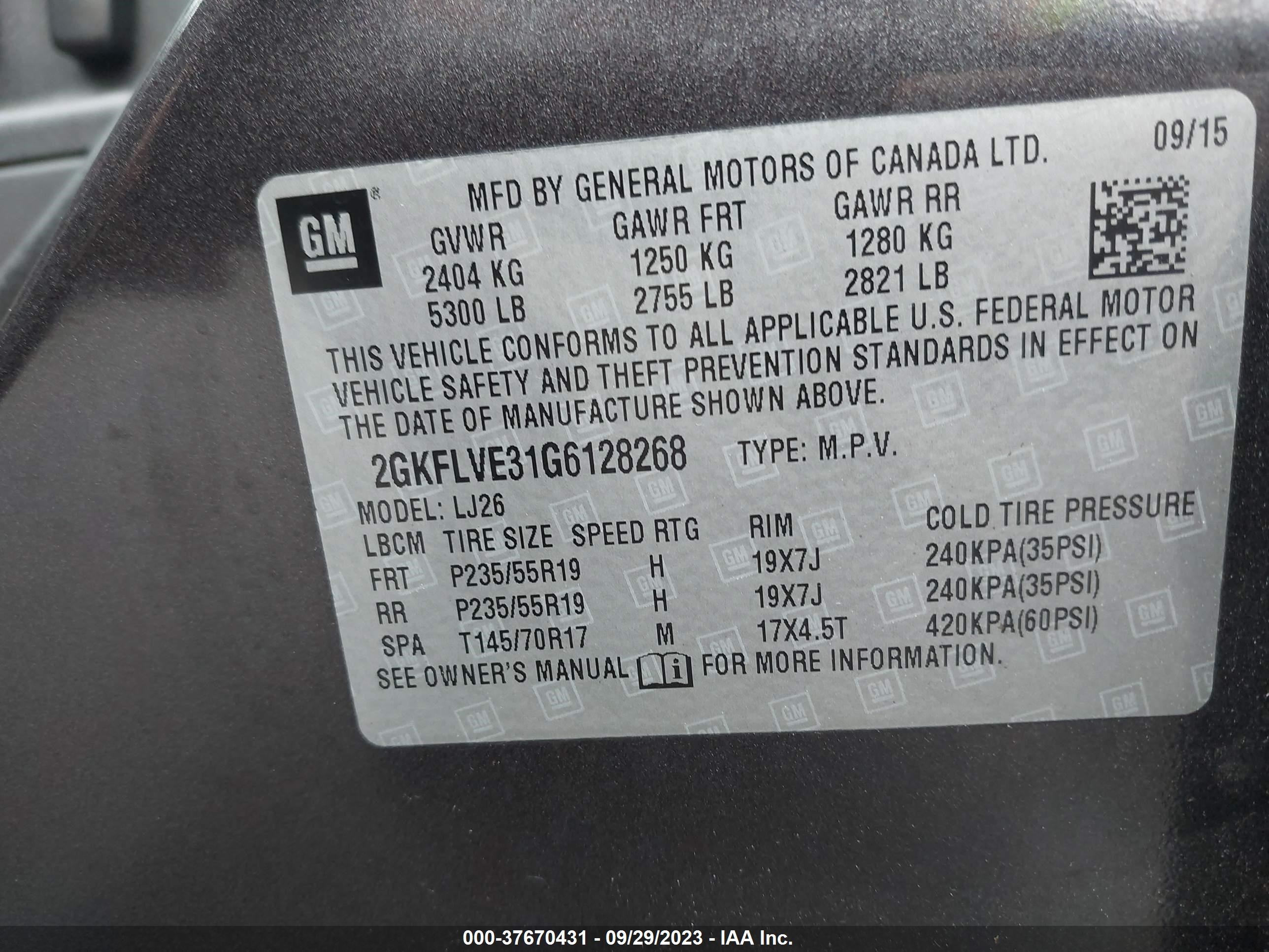 Photo 8 VIN: 2GKFLVE31G6128268 - GMC TERRAIN 