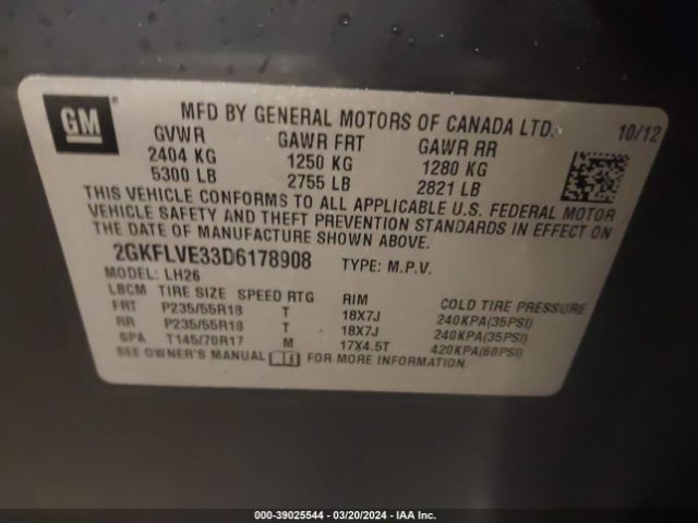 Photo 8 VIN: 2GKFLVE33D6178908 - GMC TERRAIN 