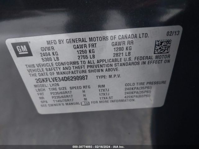 Photo 8 VIN: 2GKFLVE34D6290987 - GMC TERRAIN 