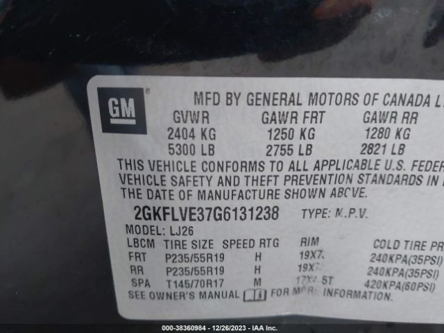 Photo 8 VIN: 2GKFLVE37G6131238 - GMC TERRAIN 