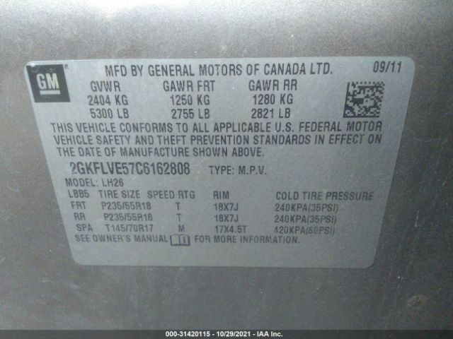 Photo 8 VIN: 2GKFLVE57C6162808 - GMC TERRAIN 