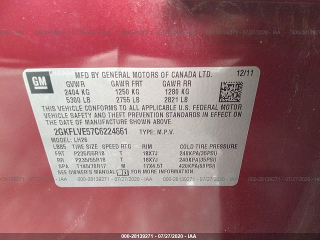 Photo 8 VIN: 2GKFLVE57C6224661 - GMC TERRAIN 