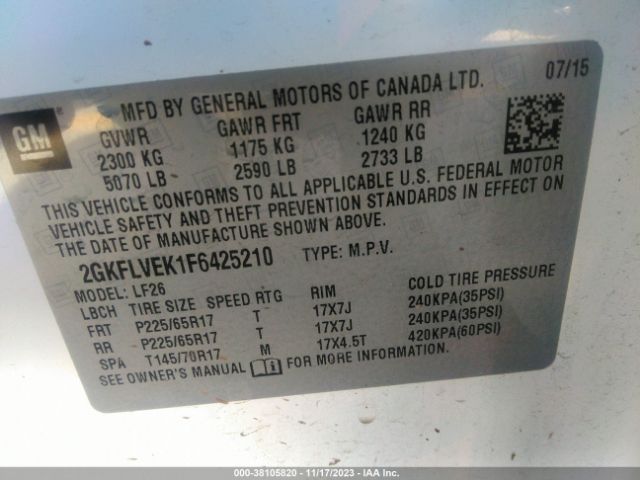 Photo 8 VIN: 2GKFLVEK1F6425210 - GMC TERRAIN 