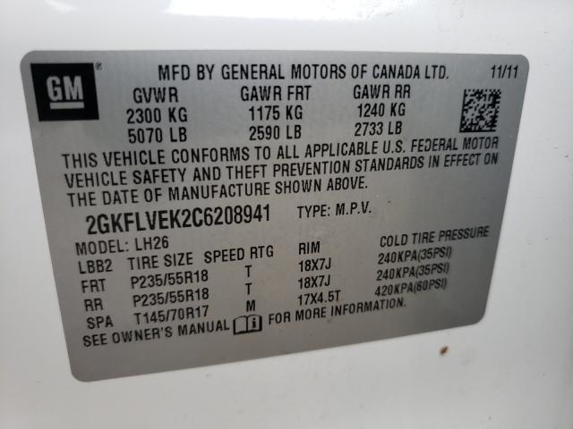 Photo 9 VIN: 2GKFLVEK2C6208941 - GMC TERRAIN SL 