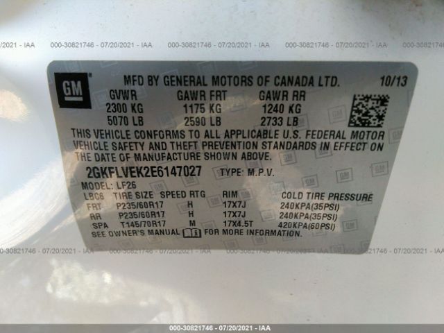 Photo 8 VIN: 2GKFLVEK2E6147027 - GMC TERRAIN 