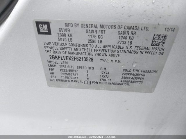 Photo 8 VIN: 2GKFLVEK2F6213528 - GMC TERRAIN 