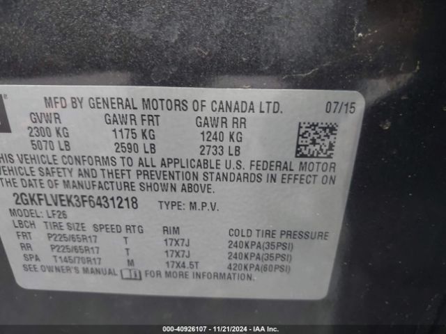 Photo 8 VIN: 2GKFLVEK3F6431218 - GMC TERRAIN 