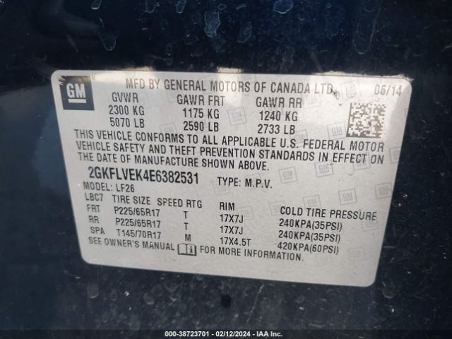 Photo 8 VIN: 2GKFLVEK4E6382531 - GMC TERRAIN 