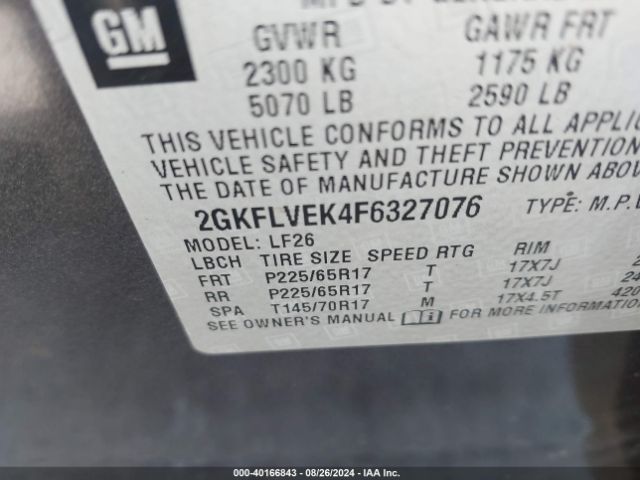 Photo 8 VIN: 2GKFLVEK4F6327076 - GMC TERRAIN 