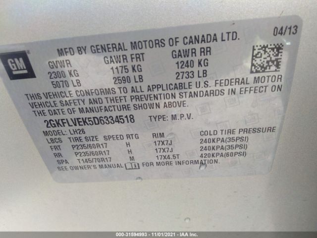 Photo 8 VIN: 2GKFLVEK5D6334518 - GMC TERRAIN 