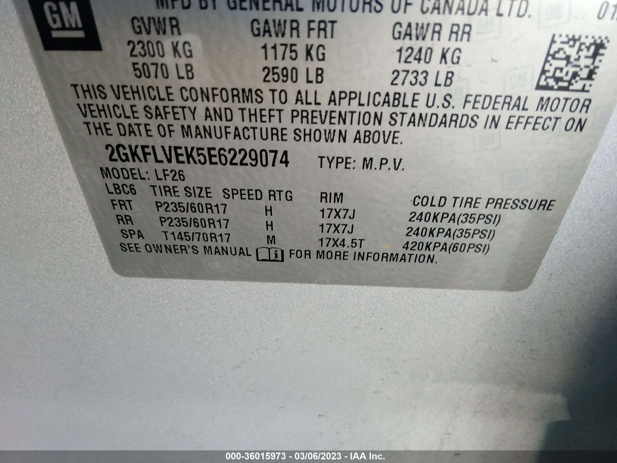 Photo 8 VIN: 2GKFLVEK5E6229074 - GMC TERRAIN 