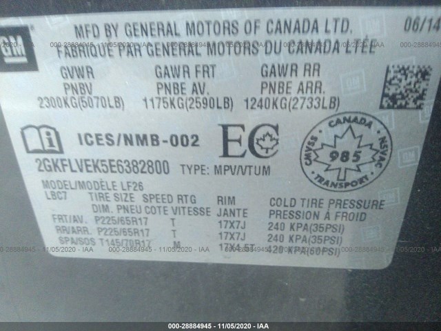 Photo 8 VIN: 2GKFLVEK5E6382800 - GMC TERRAIN 