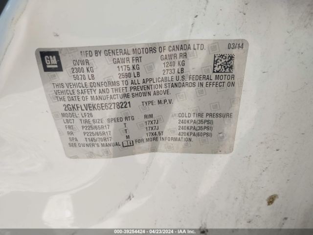 Photo 8 VIN: 2GKFLVEK6E6278221 - GMC TERRAIN 