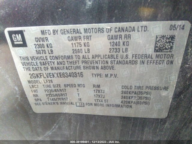 Photo 8 VIN: 2GKFLVEKXE6340316 - GMC TERRAIN 