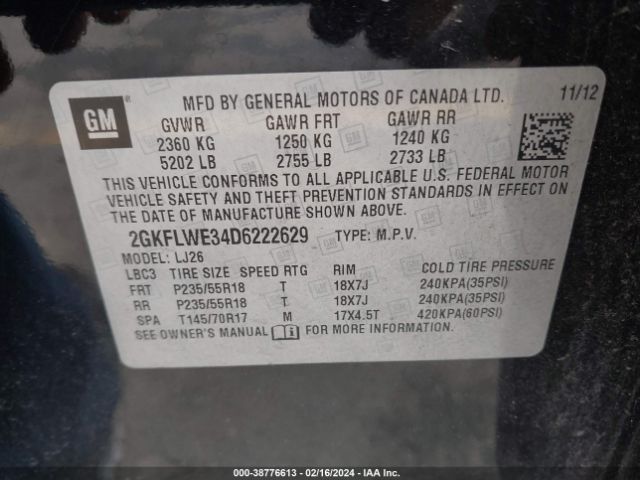 Photo 8 VIN: 2GKFLWE34D6222629 - GMC TERRAIN 