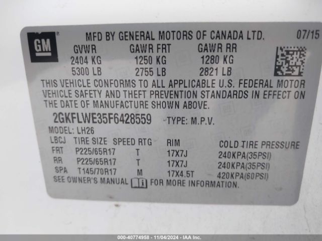 Photo 8 VIN: 2GKFLWE35F6428559 - GMC TERRAIN 