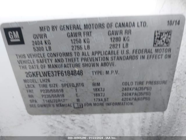 Photo 8 VIN: 2GKFLWE37F6184848 - GMC TERRAIN 