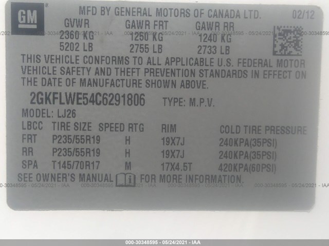 Photo 8 VIN: 2GKFLWE54C6291806 - GMC TERRAIN 