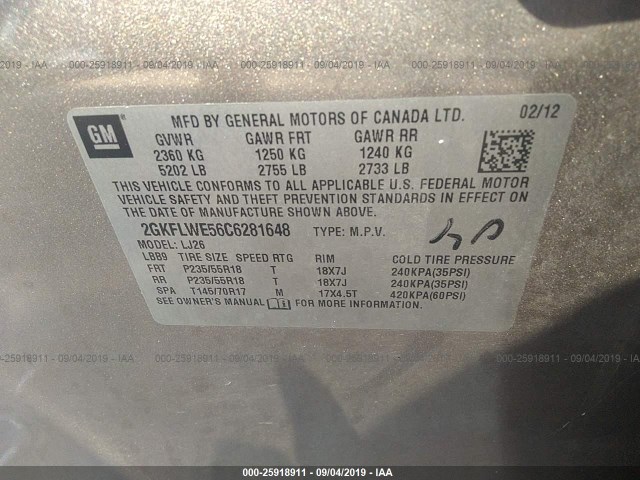 Photo 8 VIN: 2GKFLWE56C6281648 - GMC TERRAIN 