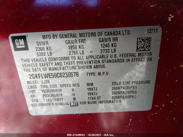 Photo 8 VIN: 2GKFLWE59C6230578 - GMC TERRAIN 