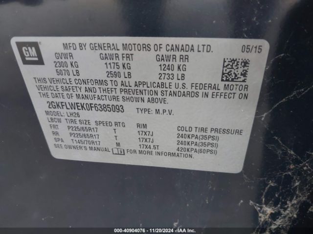 Photo 8 VIN: 2GKFLWEK0F6385093 - GMC TERRAIN 