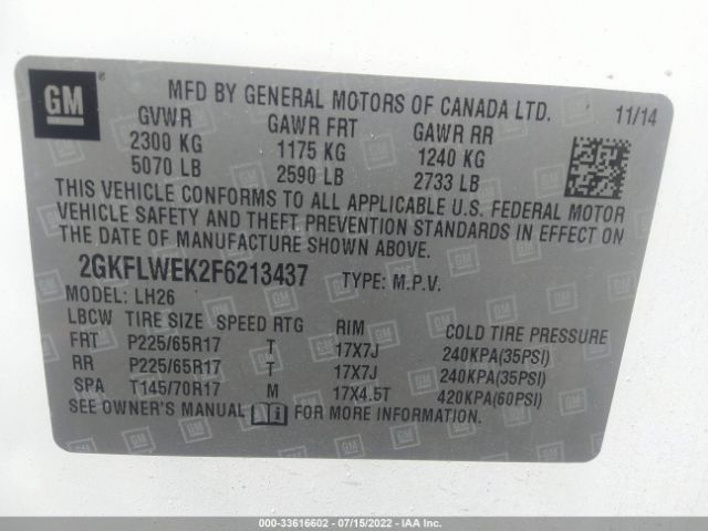 Photo 8 VIN: 2GKFLWEK2F6213437 - GMC TERRAIN 