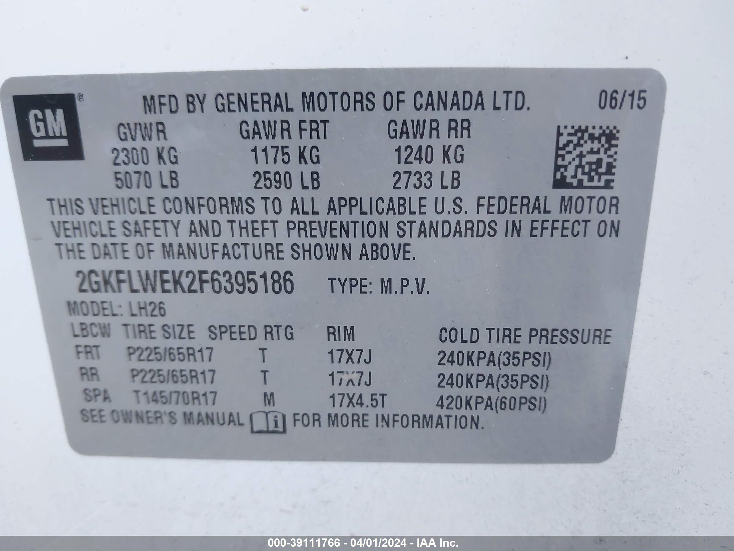 Photo 4 VIN: 2GKFLWEK2F6395186 - GMC TERRAIN 