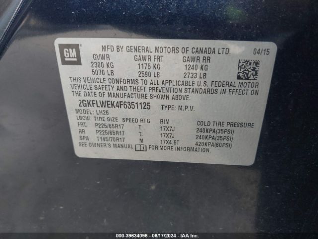 Photo 8 VIN: 2GKFLWEK4F6351125 - GMC TERRAIN 