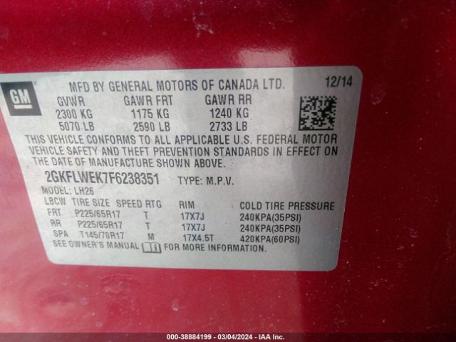 Photo 8 VIN: 2GKFLWEK7F6238351 - GMC TERRAIN 