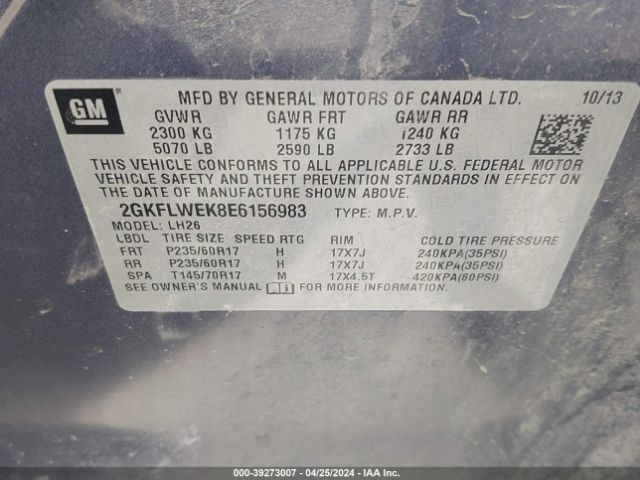 Photo 8 VIN: 2GKFLWEK8E6156983 - GMC TERRAIN 