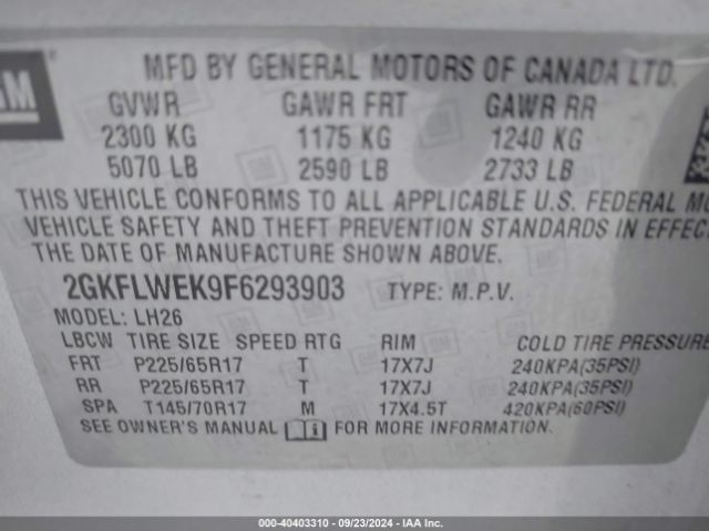 Photo 8 VIN: 2GKFLWEK9F6293903 - GMC TERRAIN 