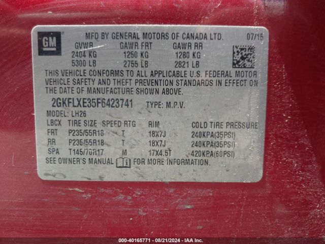 Photo 8 VIN: 2GKFLXE35F6423741 - GMC TERRAIN 