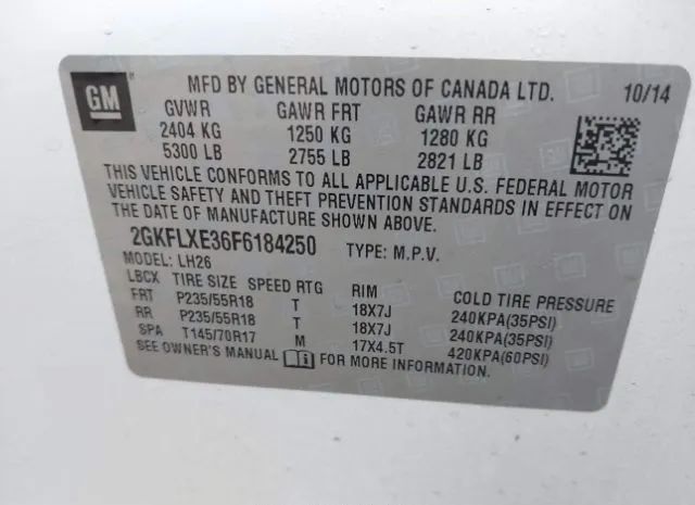 Photo 8 VIN: 2GKFLXE36F6184250 - GMC TERRAIN 