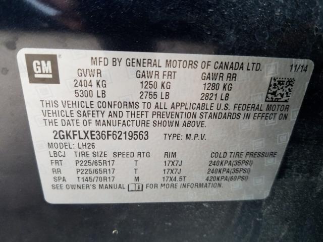 Photo 9 VIN: 2GKFLXE36F6219563 - GMC TERRAIN SL 