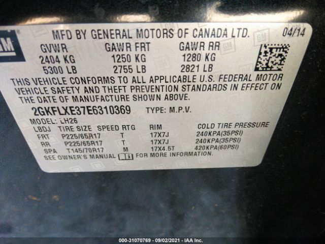 Photo 8 VIN: 2GKFLXE37E6310369 - GMC TERRAIN 