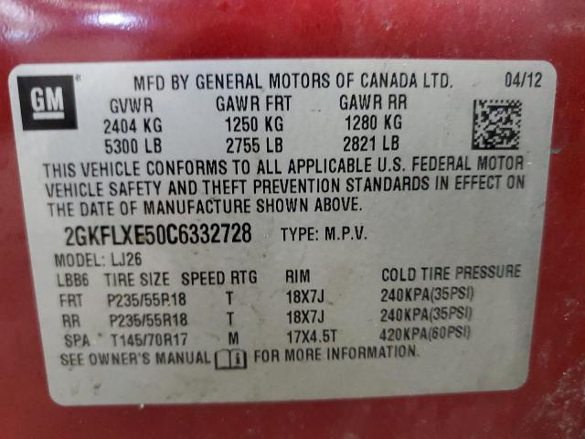 Photo 9 VIN: 2GKFLXE50C6332728 - GMC TERRAIN SL 