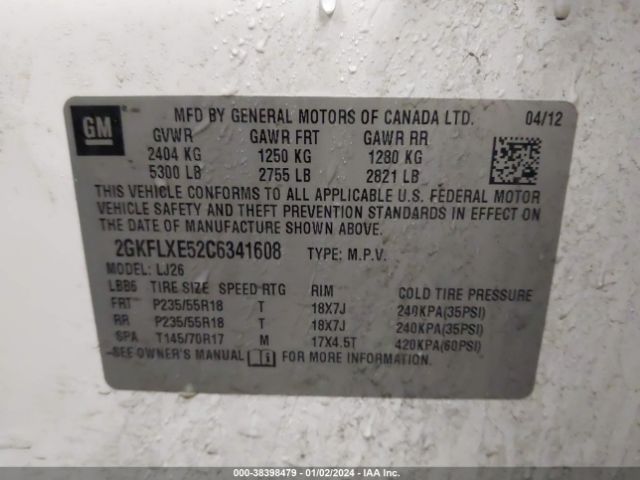 Photo 8 VIN: 2GKFLXE52C6341608 - GMC TERRAIN 