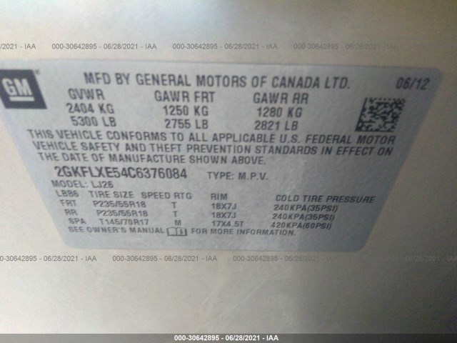 Photo 8 VIN: 2GKFLXE54C6376084 - GMC TERRAIN 