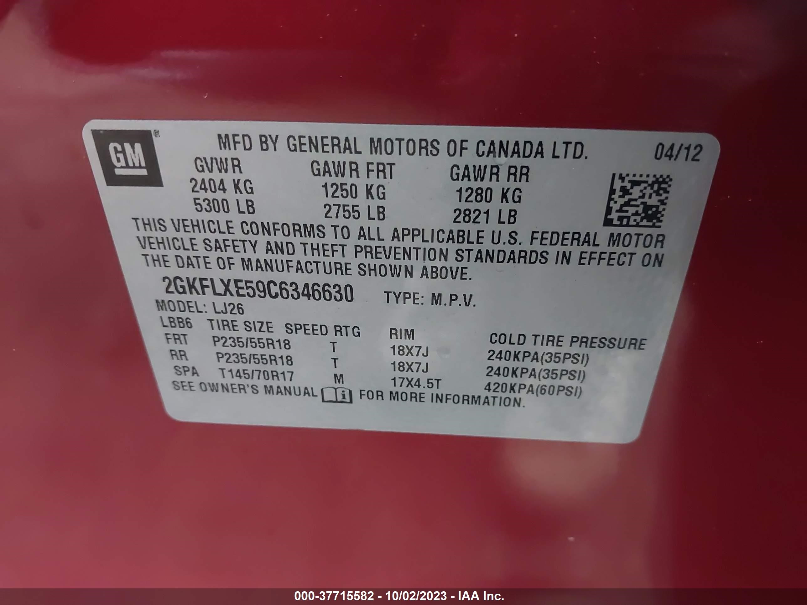 Photo 8 VIN: 2GKFLXE59C6346630 - GMC TERRAIN 