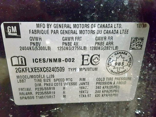 Photo 9 VIN: 2GKFLXE5XC6240509 - GMC TERRAIN SL 