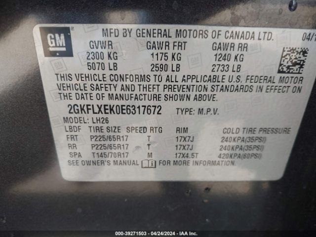 Photo 8 VIN: 2GKFLXEK0E6317672 - GMC TERRAIN 