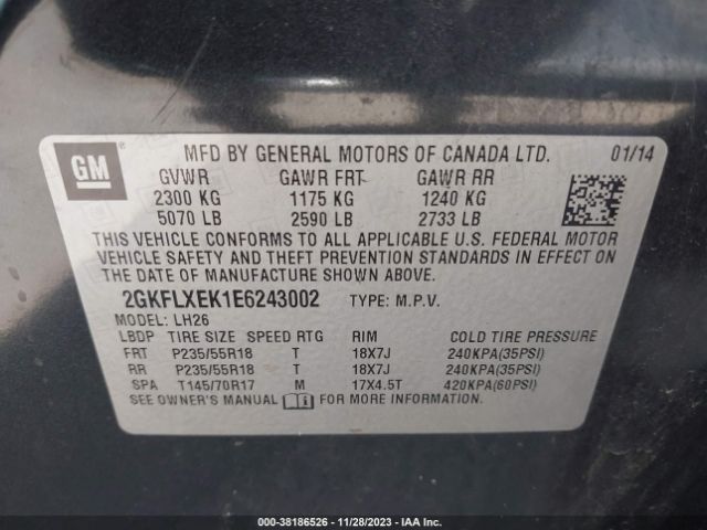 Photo 8 VIN: 2GKFLXEK1E6243002 - GMC TERRAIN 