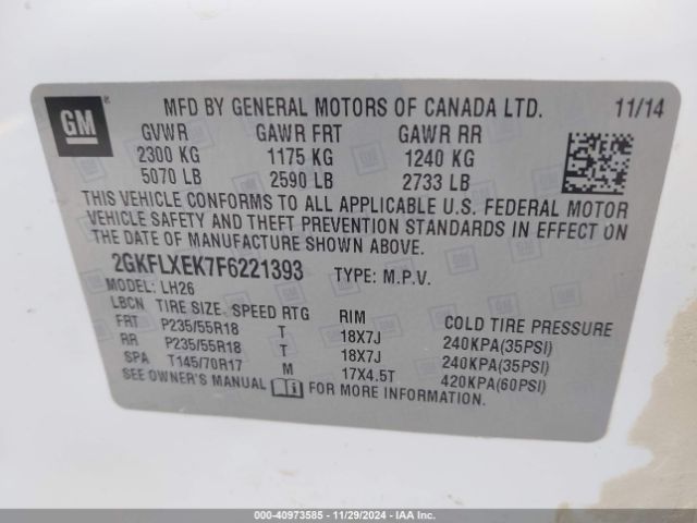 Photo 8 VIN: 2GKFLXEK7F6221393 - GMC TERRAIN 