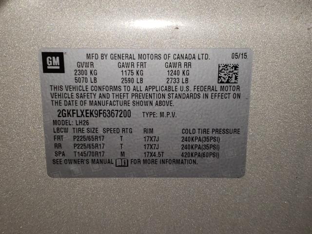 Photo 9 VIN: 2GKFLXEK9F6367200 - GMC TERRAIN SL 