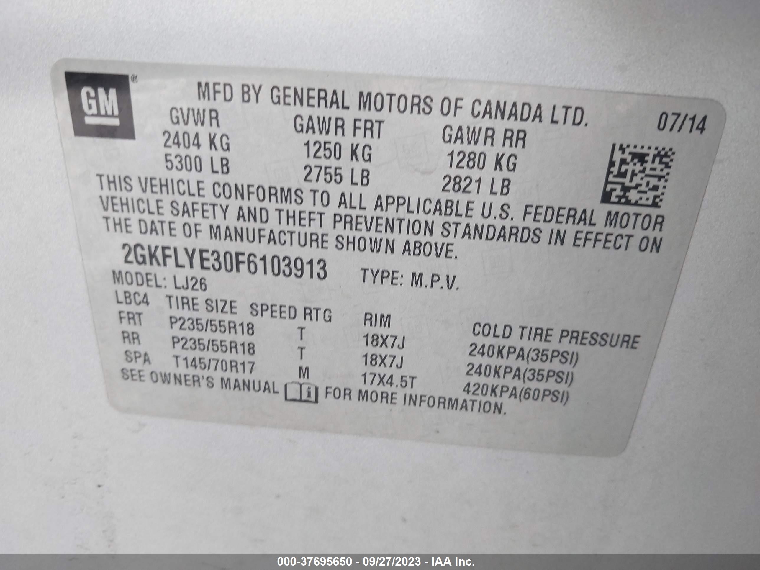 Photo 8 VIN: 2GKFLYE30F6103913 - GMC TERRAIN 