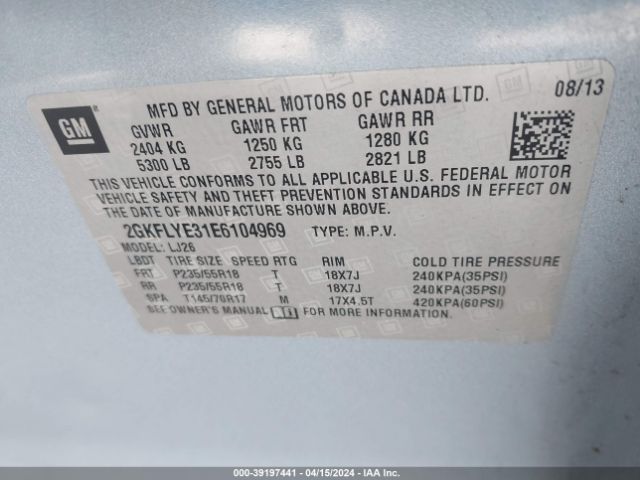 Photo 8 VIN: 2GKFLYE31E6104969 - GMC TERRAIN 