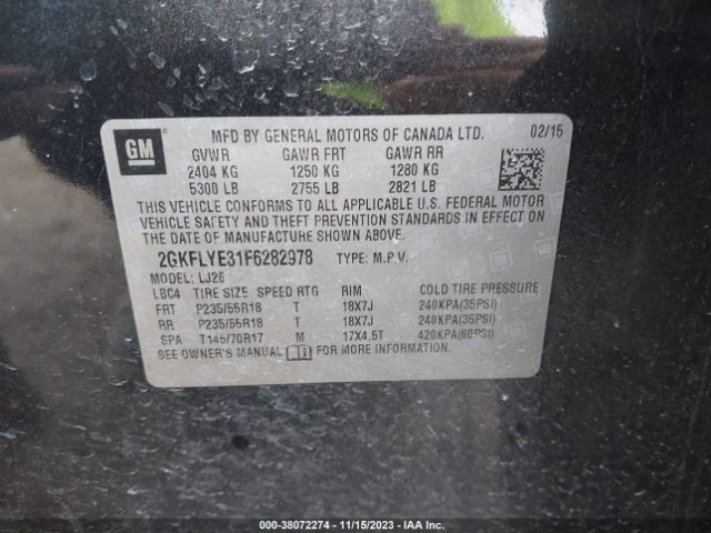 Photo 8 VIN: 2GKFLYE31F6282978 - CHRYSLER 200 